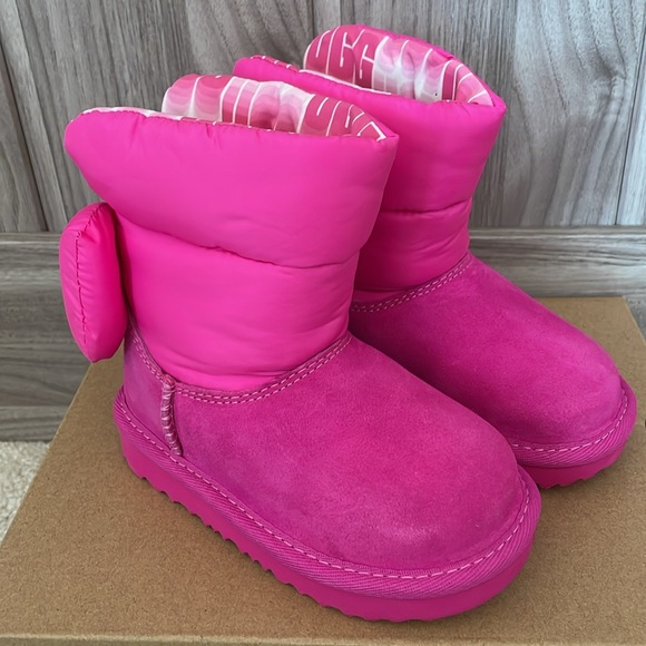 UGG NWT pink bailey bow maxi boots, baby girl size 7. - Picture 5 of 9